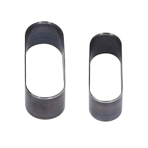 Conjunto de matrizes de corte de couro, 2 peças, 29 x 79 mm/1,14 x 3,11 pol., 24 x 66 mm/0,94 x 2,59 pol., aço de formato oval, molde de perfuração, furador de papelão, furo oco faça você mesmo