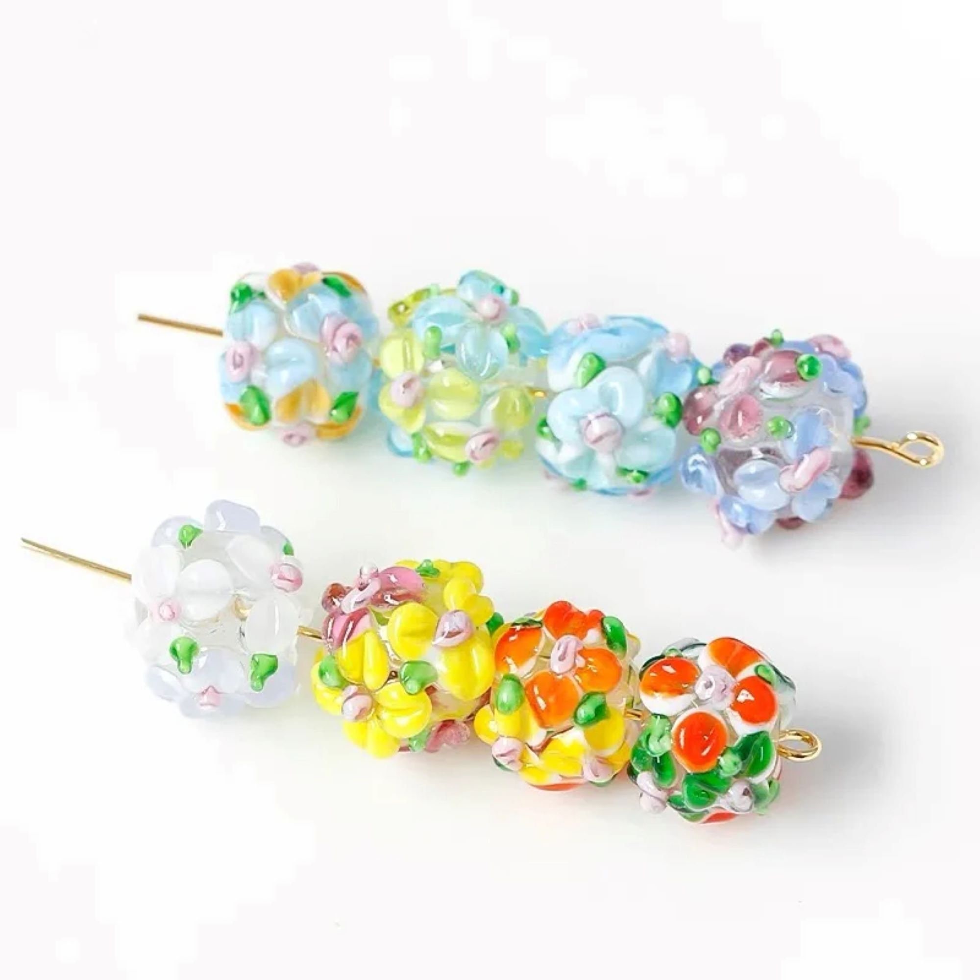 5 Pcs Raspberry Glass Fruit Bead, Lampwork Berries, DIY Jewelry Making ...