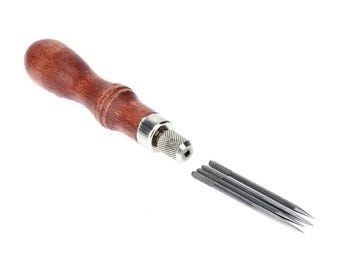 Leather Sewing Punching Hole Maker, Steel, Hardwood Handle, Stitching Awl Tool, DIY Leathercraft, Multifunctional Leatherworking Accessories