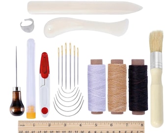 Kit de reliure, couture pour maroquinerie, fil ciré, aiguilles pour reliure, kit d'outils de démarrage pour bricolage