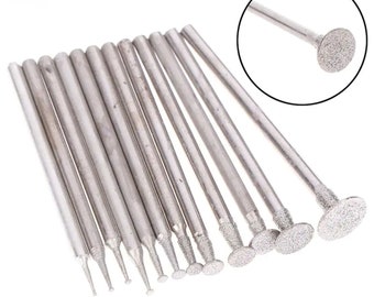 12 Pcs Drill Diamond Grinding, Head Bur Jade Stone, Carve Polish Engrave Tool,Carving Polishing, Glass Jade Stone Drill Bit, Diamond Bur Set