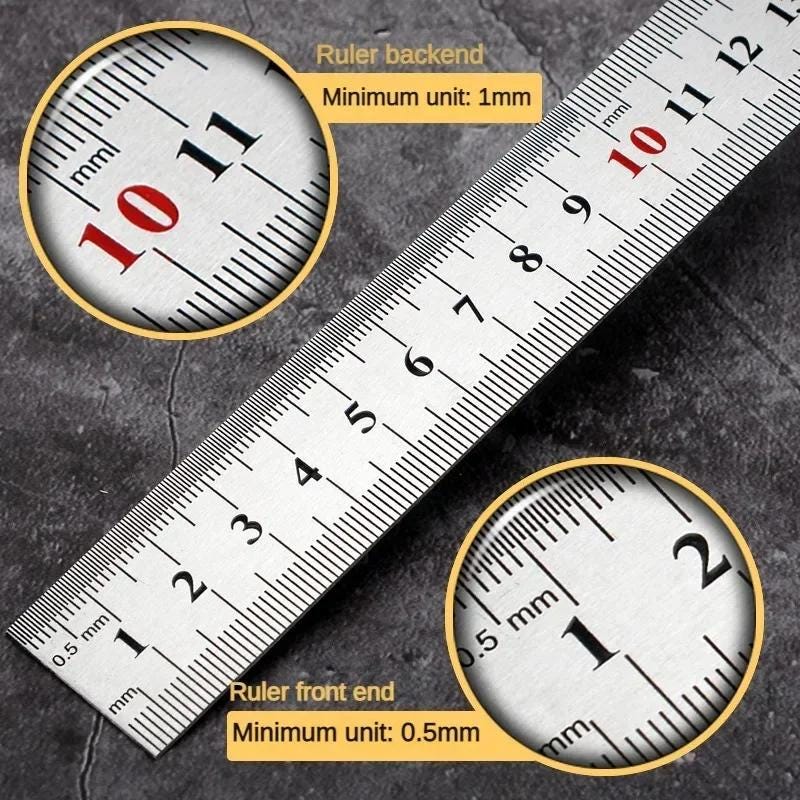 Multi Scale Ruler Metal Ruler, Multiple Sizes, Stainless Steel Double Sided Straight ...