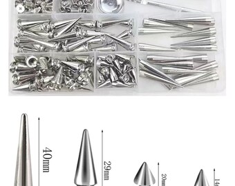 50x Silver Acrylic Spike Cone Beads - 8mm X 8mm Metallic Finish For Crafting