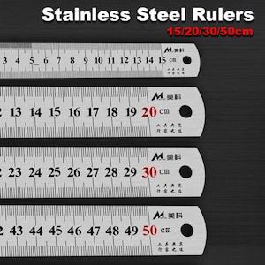 Metal Ruler, Multiple Sizes, Stainless Steel Double Sided Straight, Centimeter Metric Scale, Measuring Tool, Drawing Kit, Sewing Accessories