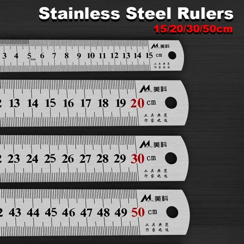 Multiple Rulers Metal Ruler, Multiple Sizes, Stainless Steel Double Sided Straight ...