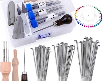 Kit de feutrage à l'aiguille, Fournitures pour feutrage de la laine, 70 pcs, Aiguilles à feutrer, Tapis en mousse, Manche en bois