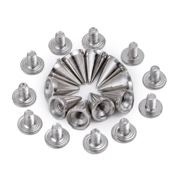 Trimming Shop Argento 10mm X 29mm Spike Cono Borchie Con