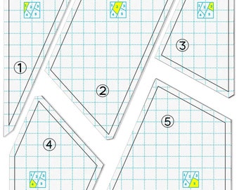 Quilting Template Set, 5Pcs, Acrylic, Assorted Shapes, Various Sizes, Sewing Accessories, Square Quilt Rule, DIY Ruler, Patchwork Essentials