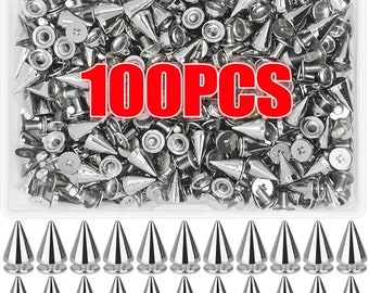 Cone Spikes,Punk Spikes 7x10mm 100Pcs Screwback Studs for DIY Leathercraft Decoration Punk Rock Style Clothing Accessories
