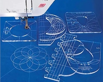Juego de 6 plantillas de regla para acolchado, acrílico transparente, varios estilos, plantillas de costura para patchwork, kit de bricolaje para acolchado, corte de tela