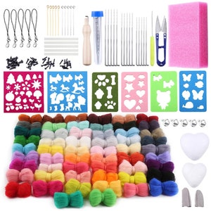 Needle Felting Kit,Wool Roving 56 Colors Set, Wool Felt Tools Needle Felting Supplies