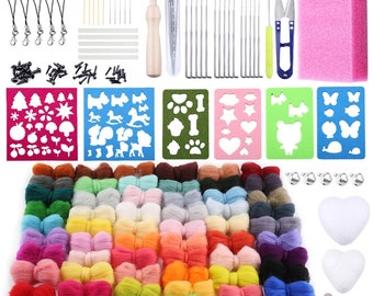 Needle Felting Kit,Wool Roving 56 Colors Set, Wool Felt Tools Needle Felting Supplies