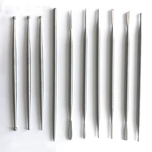 May include: Set of ten stainless steel sculpting tools with various tips, including ball, loop, and flat shapes.