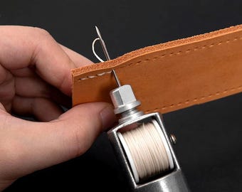Leathercraft Lock Stitch Sewing Awl, 3Pcs, Wooden Metal, Thread Needles, Fabric Sewing Tools, Embroidery Accessories, Leather Stitching Kits