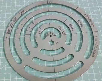 Leather Ruler, Round, Silver, Stainless Steel Measuring Tool, Leathercraft Template, Design Pattern, Sewing Accessories, DIY Cutting Presses