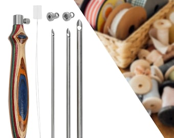 Punch Needle Kit for Beginners, Adjustable Embroidery Punch Needle Tool with 3 Needles & Threader, Rug Punch Starter Set, DIY Craft Gift