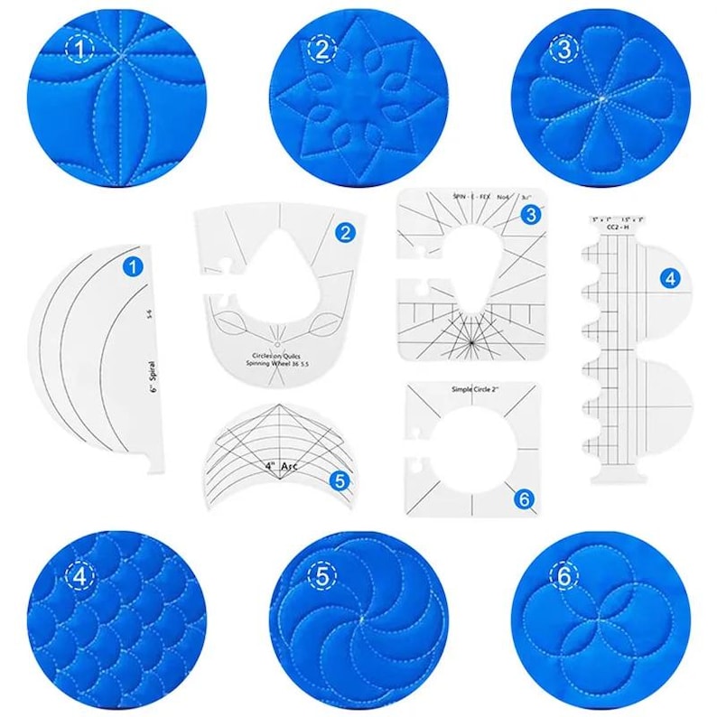 6pcs Quilting Ruler Template Set, Transparent Acrylic, Various Styles ...