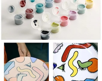 Keramikunterglasur, 6er-Set, Glasur, mehrere Farben, Keramikkunstfarbenpigment, Backen bei mittlerer Temperatur, Handwerksfärbung, Verglasungsmalerei