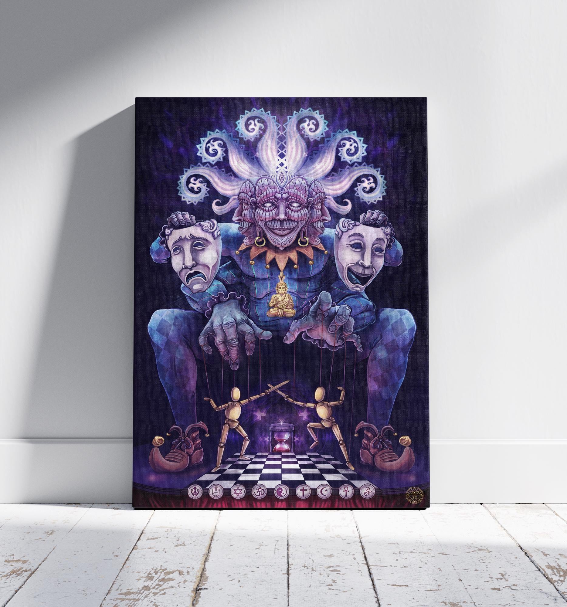 Cosmic Jester Signed Canvas Print - Psychedelic Trippy Shamanic