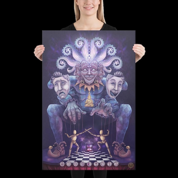 Cosmic Jester Signed Canvas Print - Psychedelic Trippy Shamanic