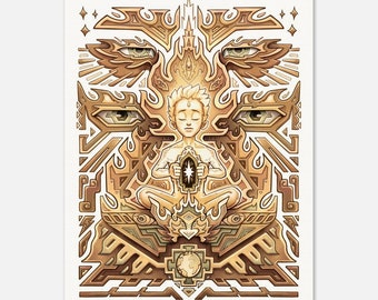 Inner Light - Sacred Fire — Museum quality Art Print - Psychedelic Spiritual Art print Plantmedicine Shamanic