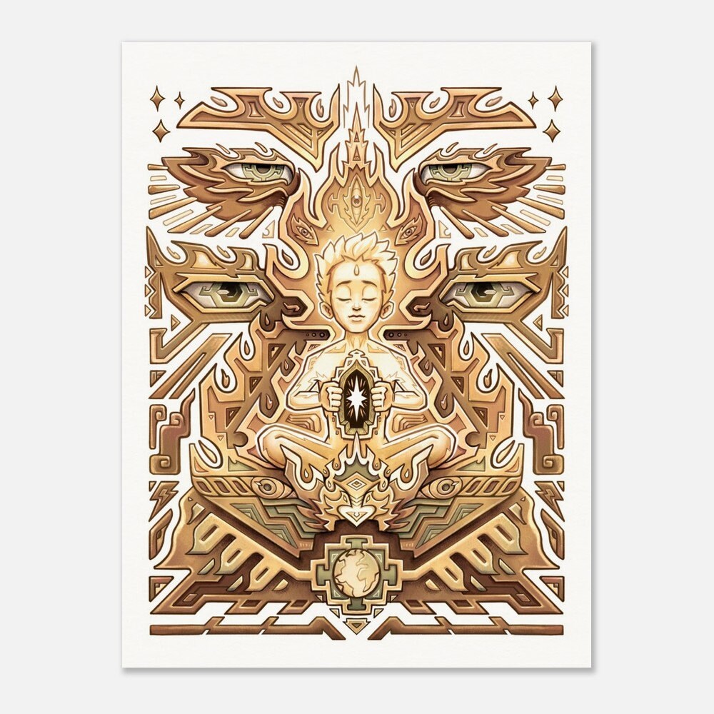 Inner Light - Sacred Fire — Museum quality Art Print - Psychedelic Spiritual Art print Plantmedicine Shamanic