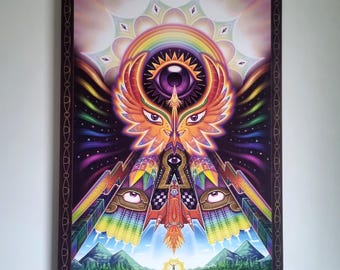 Cosmic Ascent Signed Canvas Print - Psychedelic Trippy shamanic visionairy art