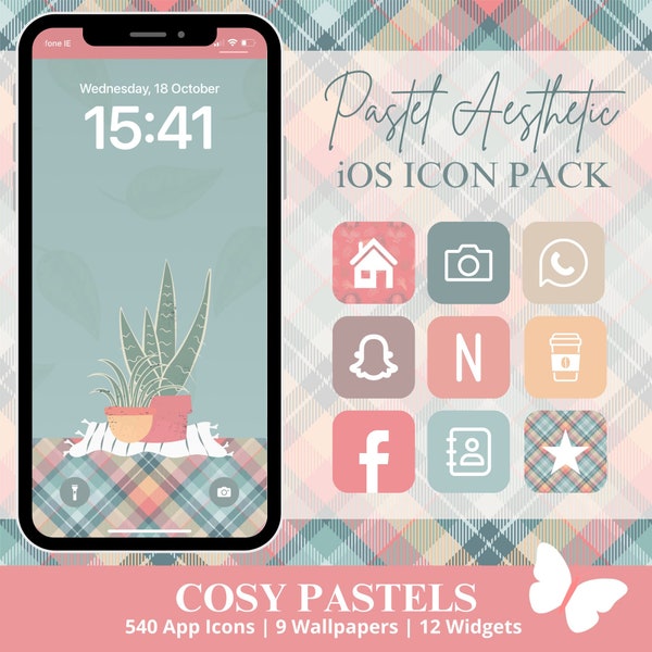 Phone Icons Wallpaper Set Cosy Pastel Theme Phone App Icons Pack Matching Widgets Phone Wallpapers App Icons iOS Phone Background