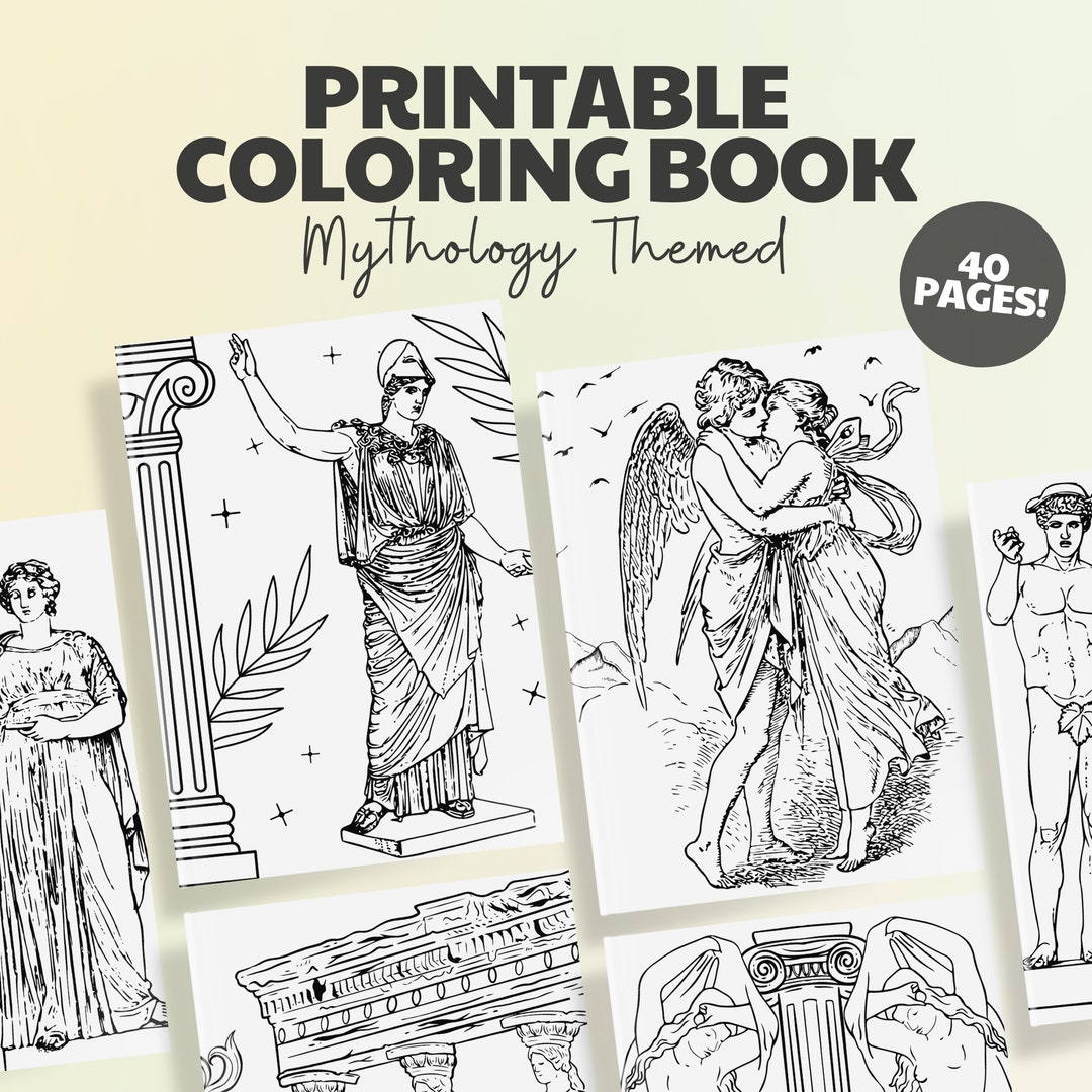 Mythology Themed Coloring Book 40 Printable Coloring Book - Etsy