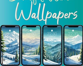 Sfondo per telefono con paesaggio invernale: sfondi sereni per cellulari (download digitale)