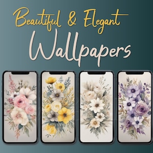 Watercolor Floral Phone Wallpaper: Elegant Mobile Backgrounds (Digital Download)
