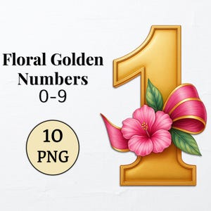 Roze gouden, speelse aquarel bloemencijfers 0-9 voor trouwmonogrammen en uitnodigingen, PNG clipartset