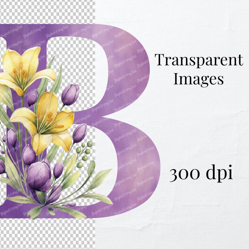 Letter R Lily Watercolor Floral Letter Alphabet: Lilies Decorative Letters PNG ...