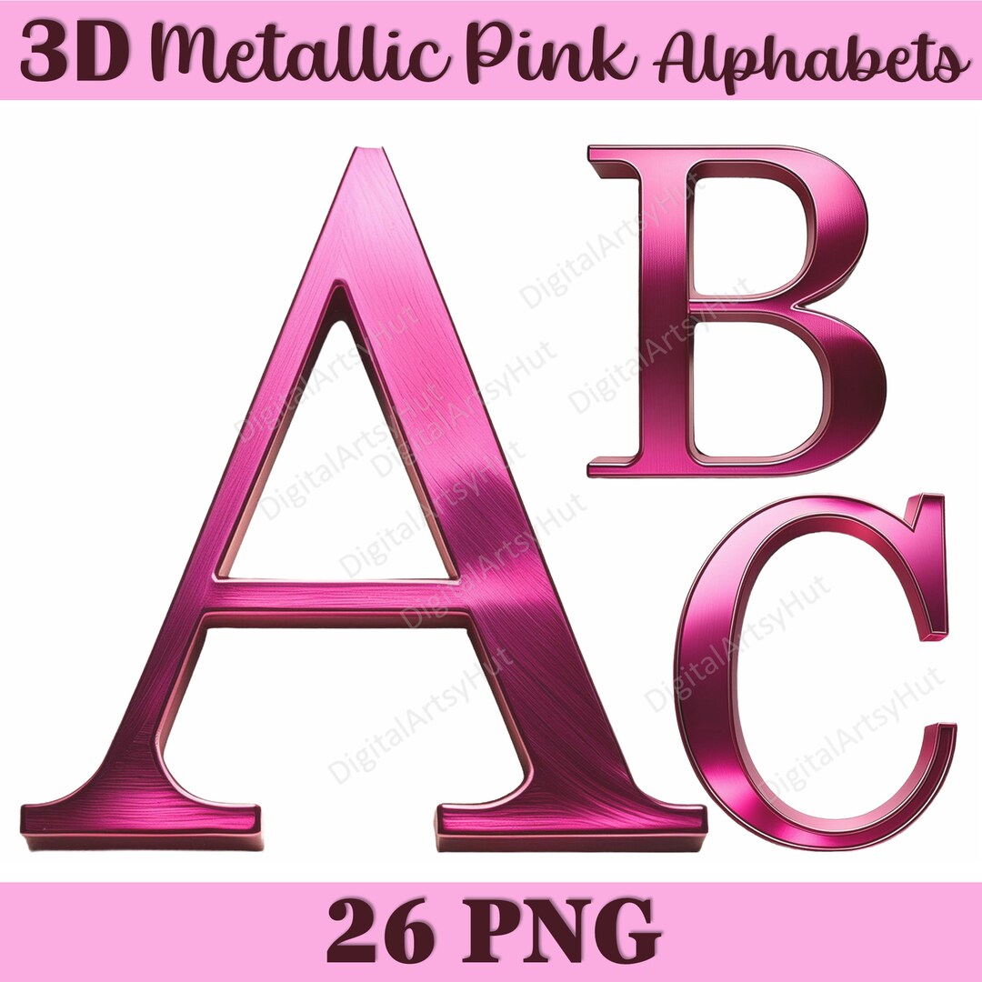 3D Pink Metal Alphabet Letters PNG Bundle (digital Download) - Etsy