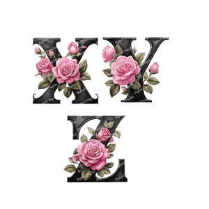 Floral Letter Clipart: Pink Watercolor Roses Alphabet (digital Download ...