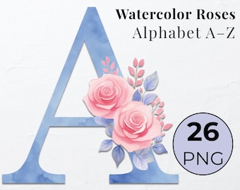 Watercolor Floral Letter PNG Clipart: Wedding Monogram (Digital Download)