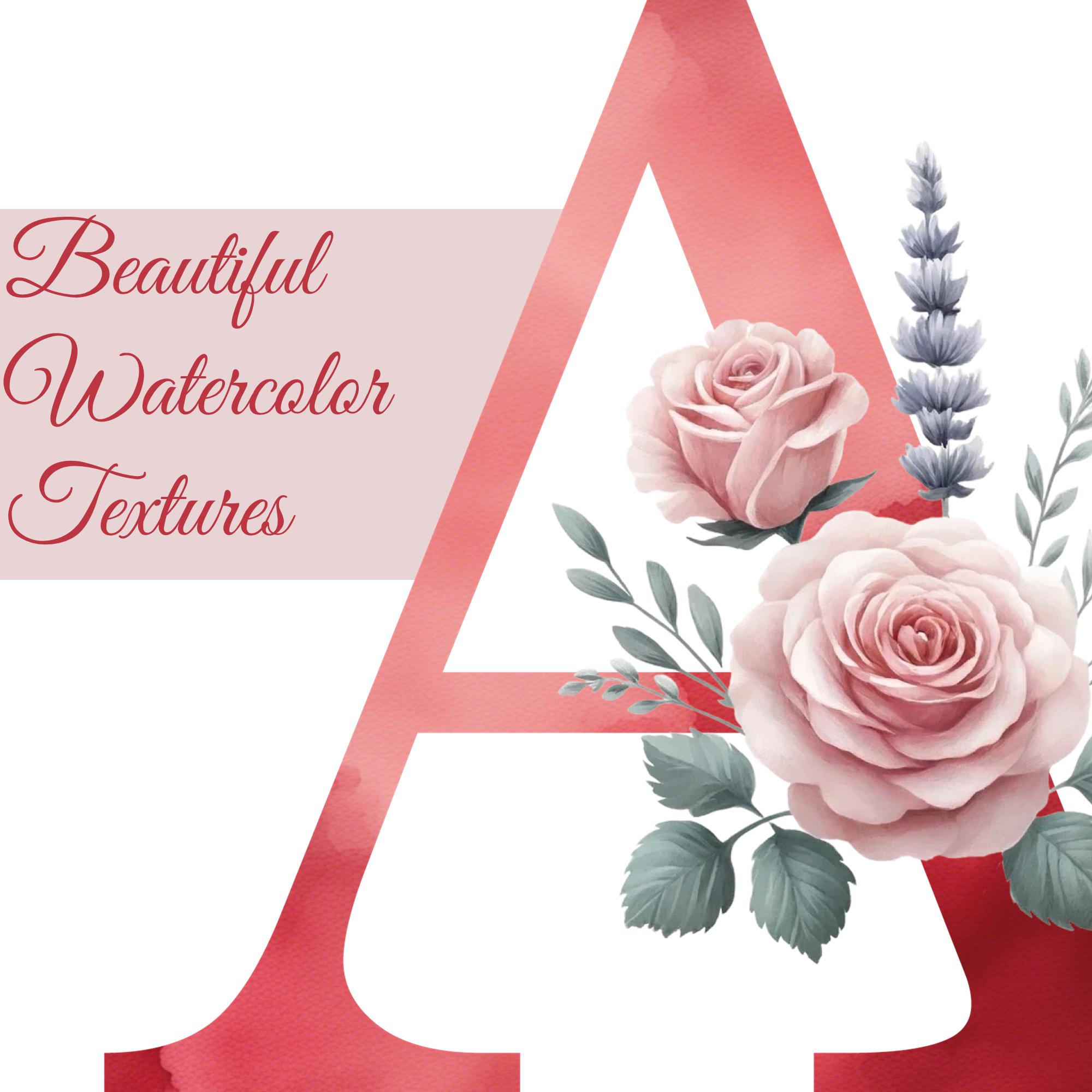 Watercolor Floral Alphabet Letters: Blush Roses PNG Clipart (digital ...