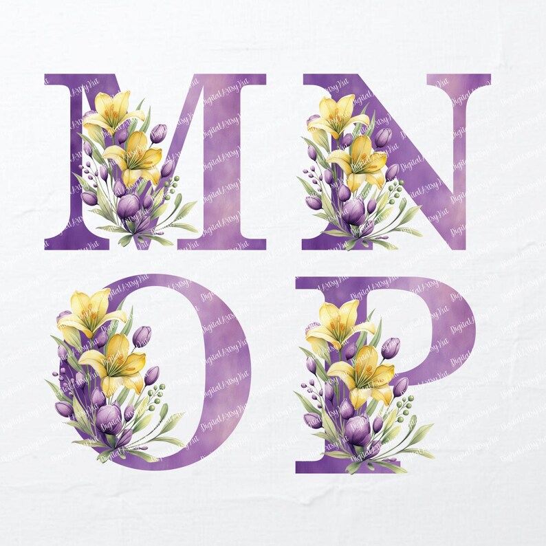 Letter R Lily Watercolor Floral Letter Alphabet: Lilies Decorative Letters PNG ...