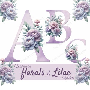 Watercolor Alphabet Letters Bundle Floral Letters Decorative Letters. Floral Alphabet PNG. Alphabet Clipart PNG. Wedding Monogram PNG