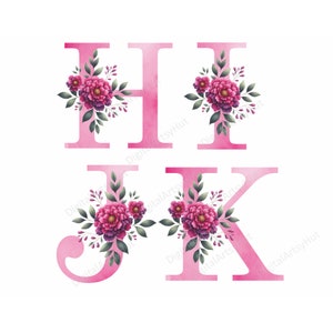 Watercolor Letter Alphabet Bundle Floral Letters Decorative Letters ...