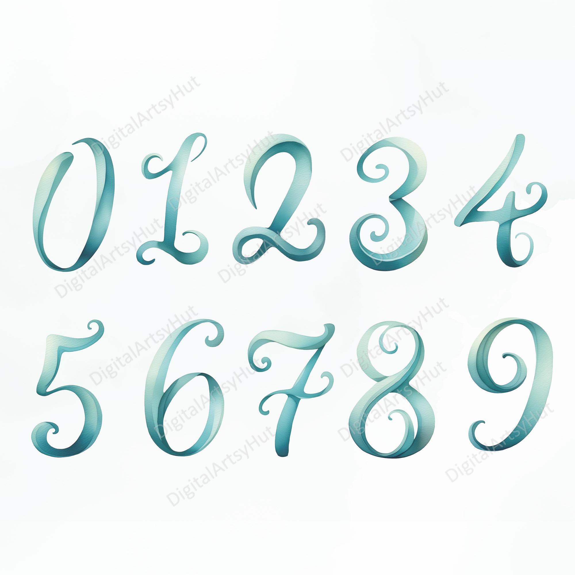 Watercolor Alphabets Clipart Letters & Numbers. Wedding Monograms ...