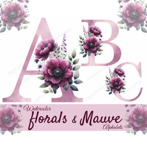 Bundle alphabet lettres aquarelle lettres florales lettres décoratives. Alphabet floral PNG. Alphabet Clipart PNG. Monogramme de mariage PNG