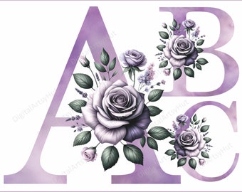 Watercolor Floral Alphabet: PNG Clipart Bundle (Digital Download)