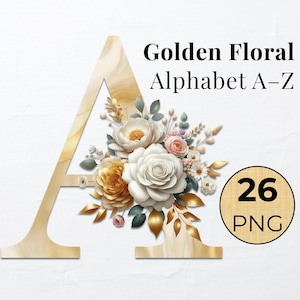 Watercolor Floral Letter Clipart: Wedding Monogram Alphabet (PNG Digital Download)