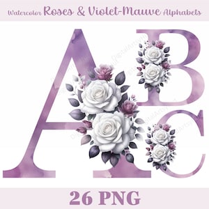 Aquarel alfabet PNG bundel bloemenletters decoratieve letters. Bloemen Alfabetletters. Alfabet Clipart PNG. Bruiloft monogram PNG.