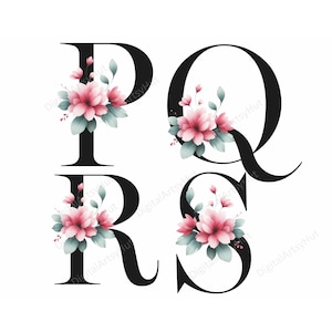 Floral Letter Clipart: Pink Watercolor Flower Alphabet (PNG Digital ...
