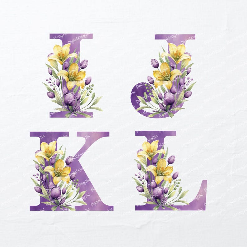 Letter R Lily Watercolor Floral Letter Alphabet: Lilies Decorative Letters PNG ...