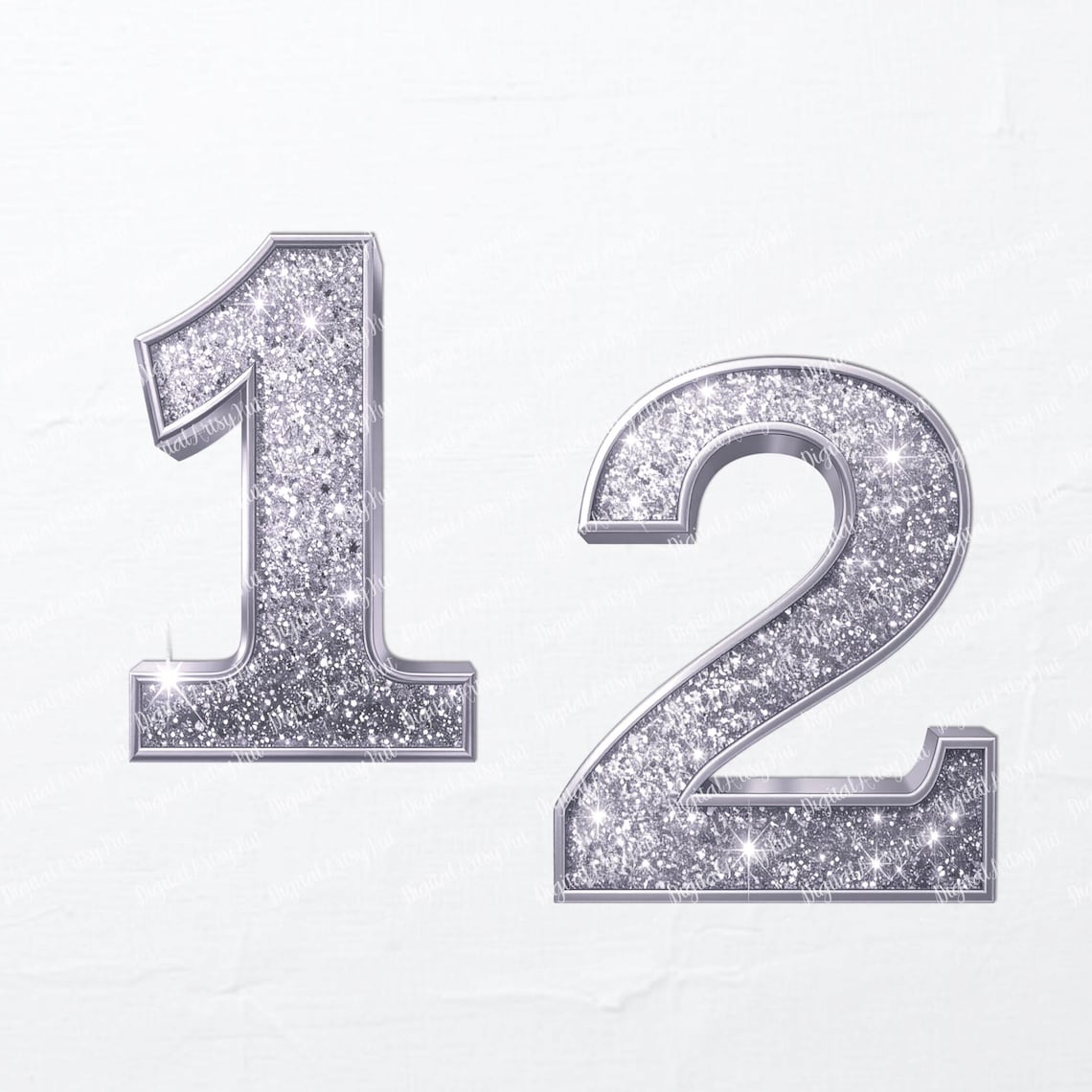 Silver Numbers Printable Silver Glitter Numbers Clipart: Printable Typography, Wedding DIY (PNG ...