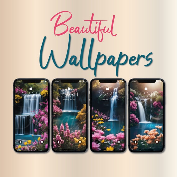 IPhone Wallpaper Phone Wallpaper Android Cell Phone Wallpaper. iPhone Backgrounds Digital Background. Waterfalls Flowers Mobile Wallpapers Etsy