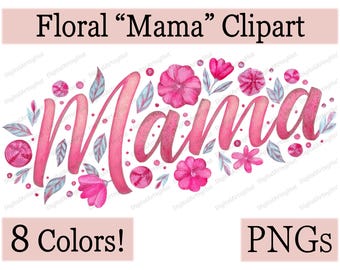 Paquete de imágenes prediseñadas PNG de mamá floral: Gráficos del Día de la Madre (Descarga digital)